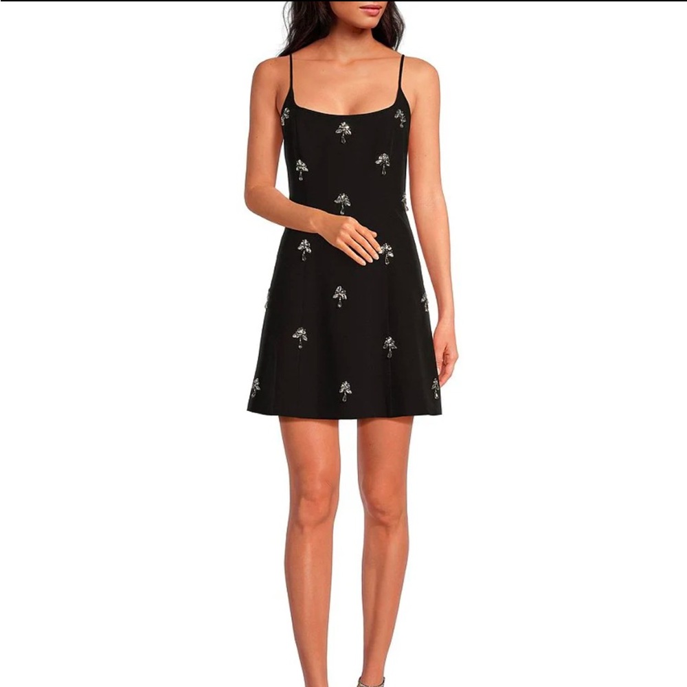 Gianni Bini Mika Crepe Square Neck Sleeveless Jewel A-Line Dress size 8